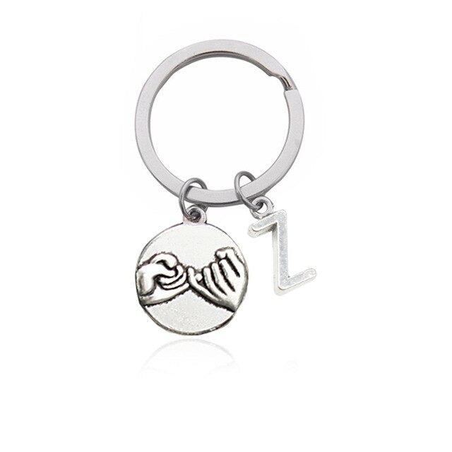 CREATEME™ Pinky Swear Promise Couples Initial Key Chain (Letters N to Z)