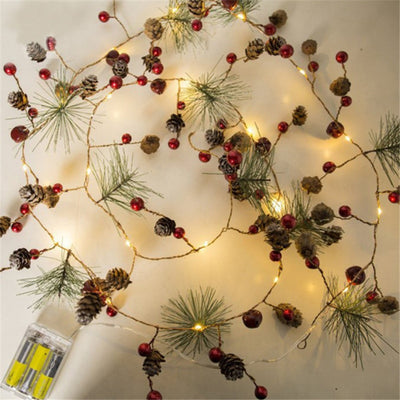 indoor copper chirstmas led lights, light up garland, handmade garland christmas decor