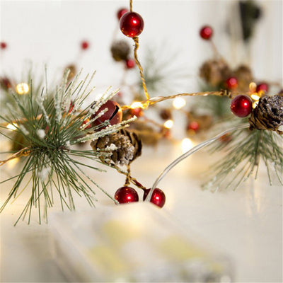 indoor copper chirstmas led lights, light up garland, handmade garland christmas decor