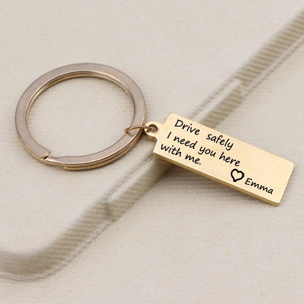 CREATEME™ Drive Safely Personalized Name Key Chain