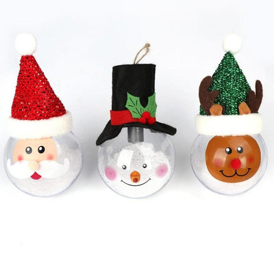 snow globe christmas ornament, reindeer, santa snowman