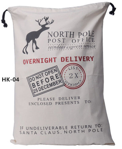 christmas sack, santa delivery sack, north pole office overight delivery
