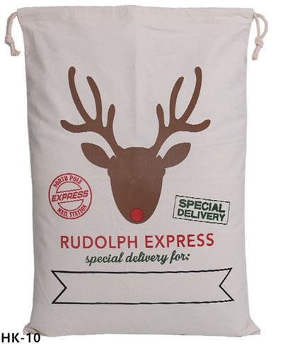 christmas sack, santa delivery sack, rudolph express special delivery for