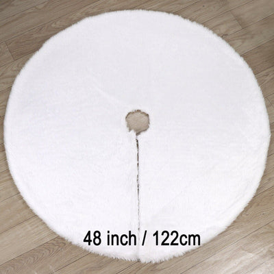 white fur furry tree skirt, snow tree skirt  faux fur, 48 inch 122 cm