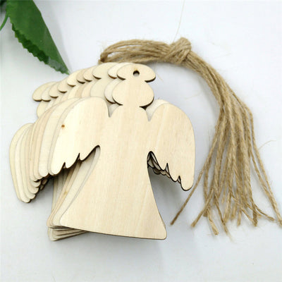 craft wood timber angels rustic with burlap string