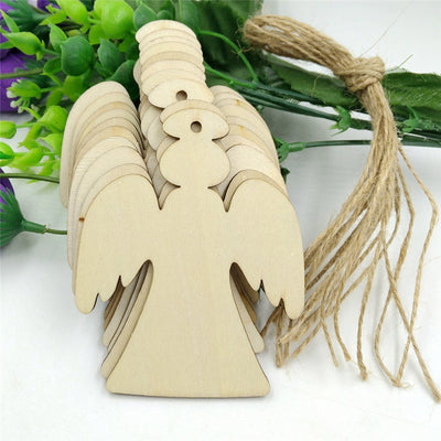 craft wood timber angels rustic with burlap string