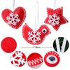 red felt handmade christmas tree ornament, heart star and bird, red and white felt