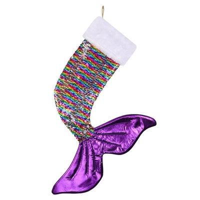 rainbow mermaid christmas stocking for little girls, sequence mermaid stocking