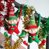 hanging elf, elf on shelf, elf decor christmas, hanging elf from stair case, christmas decorations cute unique gitfs winfinity brands free shipping