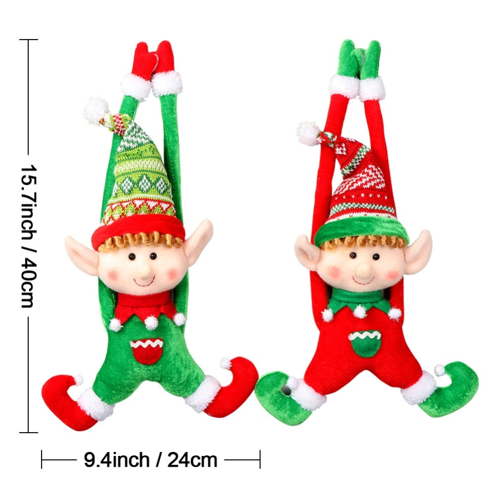 hanging elf, elf on shelf, elf decor christmas, hanging elf from stair case