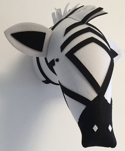black and white zebra faux taxi dermy handmade wall decor stuffed animal for kids room