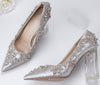 wedding shoes clear heel with crystal silver - winfinity brands