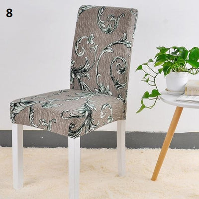 light brown with green vine swirls patterned color dining chair slip cover spandex