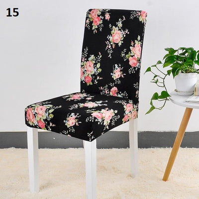 black with pink roses patterned color dining chair slip cover spandex