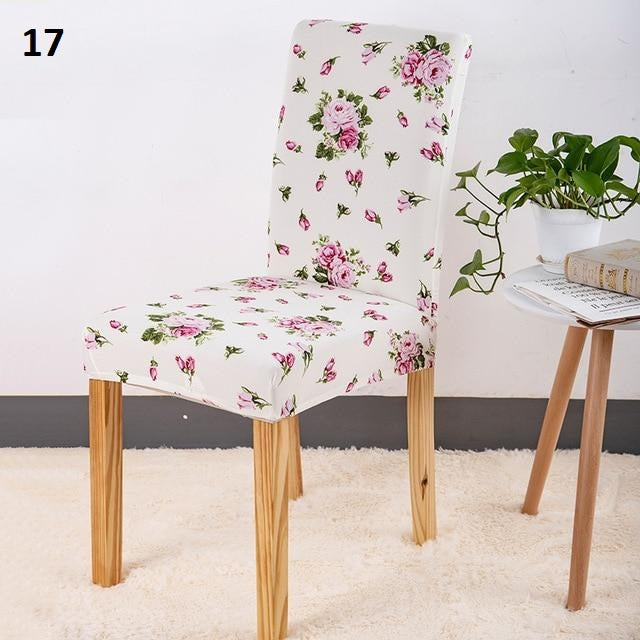 white with roses patterned color dining chair slip cover spandex