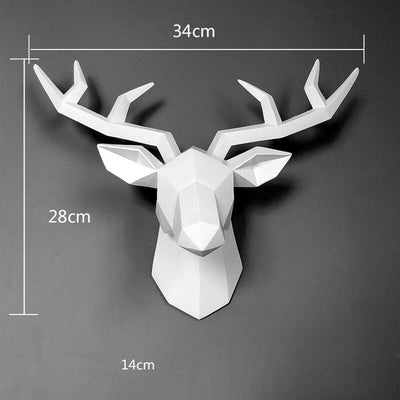 white resin faux deer headwhite faux deer head, resin white deer head, wall art modern deer head