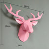 pink deer head wall sculpture, pink faux deer head, resin white deer head, wall art modern deer head