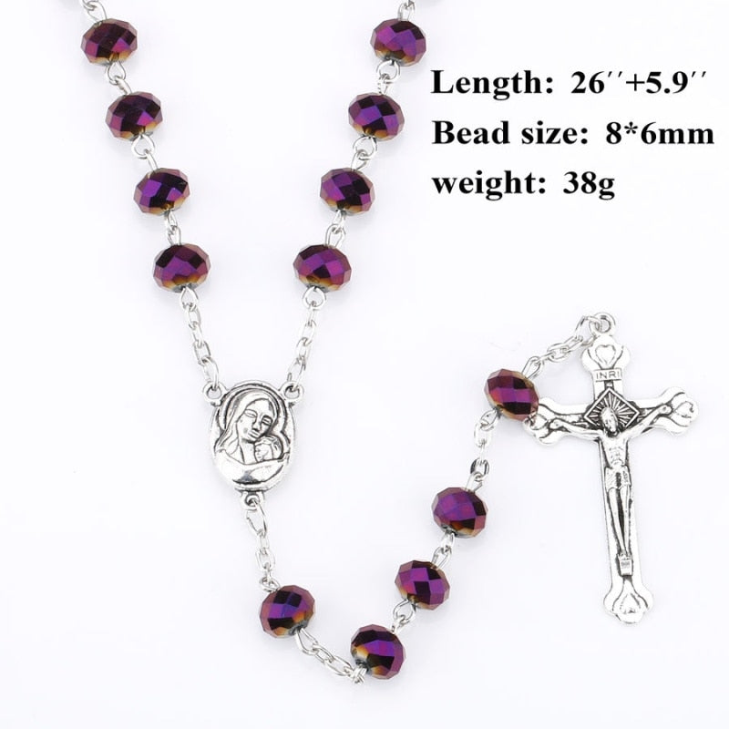 CREATEME™ Walk With Jesus Glass Bead Rosary