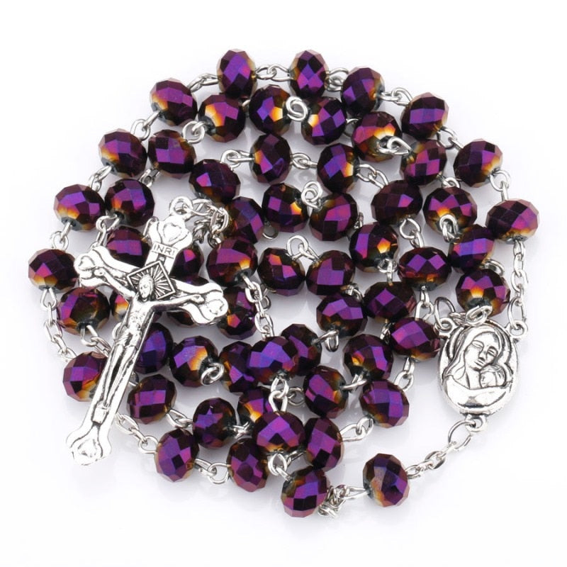 CREATEME™ Walk With Jesus Glass Bead Rosary