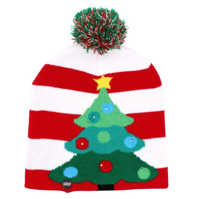 funny christmas light up hat beanie  christms tree with pom pom