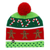 funny christmas light up hat beanie  candy cane and ginger bread flashing lights hat