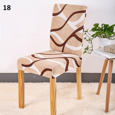 light brown and beige neutral patterned color dining chair slip cover spandex
