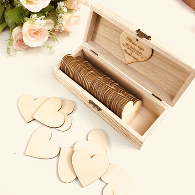 custom made wood wedding box with hearts