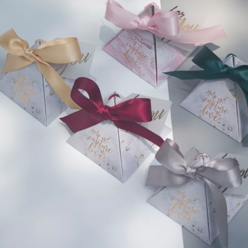 CREATEME™ DIY Marbled Pyramid Style Thank You Gift Boxes