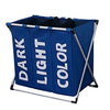 boy blue laundry bin triple compartment laundry hamper bin storage, dark light color