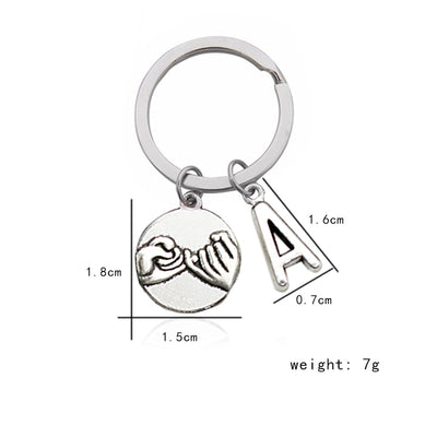 CREATEME™ Pinky Swear Promise Couples Initial Key Chain (Letters A to M)