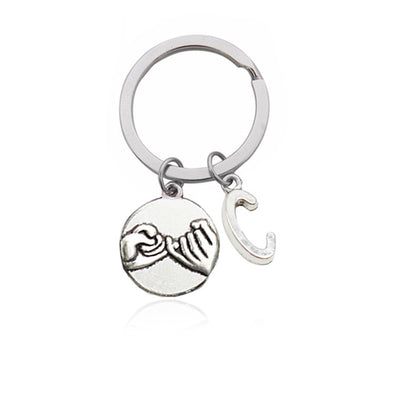 CREATEME™ Pinky Swear Promise Couples Initial Key Chain (Letters A to M)