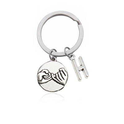 CREATEME™ Pinky Swear Promise Couples Initial Key Chain (Letters A to M)