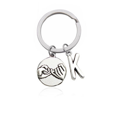 CREATEME™ Pinky Swear Promise Couples Initial Key Chain (Letters A to M)