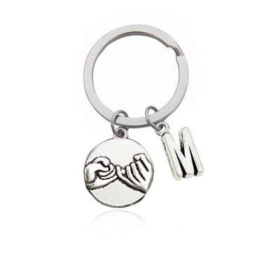 CREATEME™ Pinky Swear Promise Couples Initial Key Chain (Letters A to M)