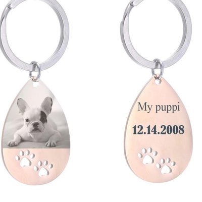 personalized dog key chain. pet photo key chain gift rose gold - winfinity brands
