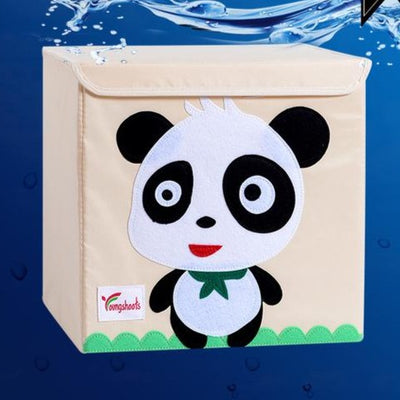 kids storage bin, childrens storage organization idea, kids room decor, storage bin animal theme, baby decor room, playroom decor for kids, storage box with lid, stackable kids canvas storage bins, panda theme