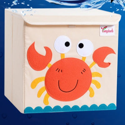 kids storage bin, childrens storage organization idea, kids room decor, storage bin animal theme, baby decor room, playroom decor for kids, crab theme