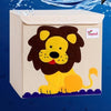 kids storage bin, childrens storage organization idea, kids room decor, storage bin animal theme, baby decor room, playroom decor for kids, storage box with lid, stackable kids canvas storage bins, lion jungle theme