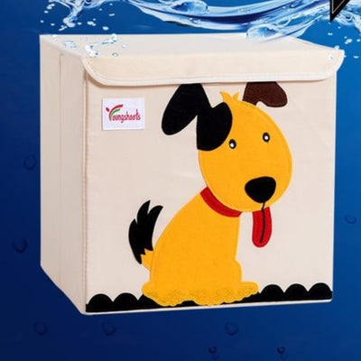 kids storage bin, childrens storage organization idea, kids room decor, storage bin animal theme, baby decor room, playroom decor for kids, storage box with lid, stackable kids canvas storage bins, dog theme