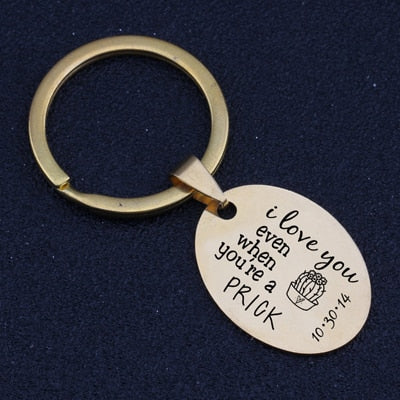 i love you even when you are a prick key chain, cactus key chain yellow  gold