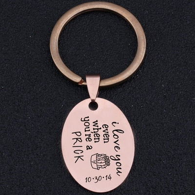 i love you even when you are a prick key chain, cactus key chain rose gold