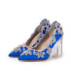 wedding shoes clear heel with crystals blue shoes - winfinity brands