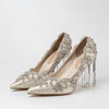 wedding shoes clear heel with crystals gold - winfinity brands