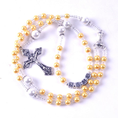 CREATEME™ Classic Rosary with Optional Personalization in Square Letter Beads