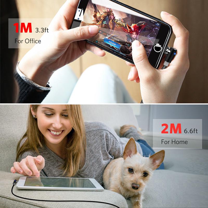 magnetic phone charger for type c blue braided color 1 meter, or 2 meter lengths