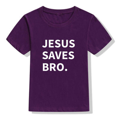 jesus saves bro t-shirt purple for children