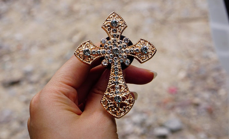 cross crucifix air fresher car - winfinity brands gold color