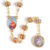 gold rosary with jewels and coin, winfinity brands signature rosary colorful premium quality 
