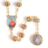 gold rosary with jewels and coin, winfinity brands signature rosary colorful premium quality