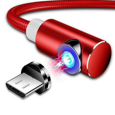 magnetic phone charger for micro red braided color